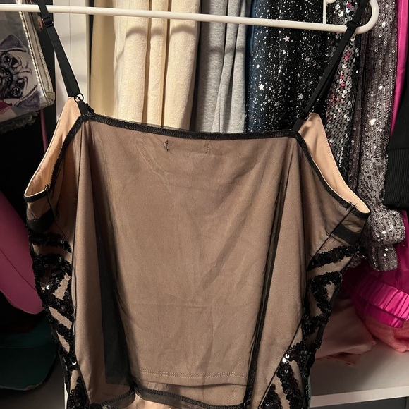 Express Black and Nude Sequin Top - Picture 3 of 5